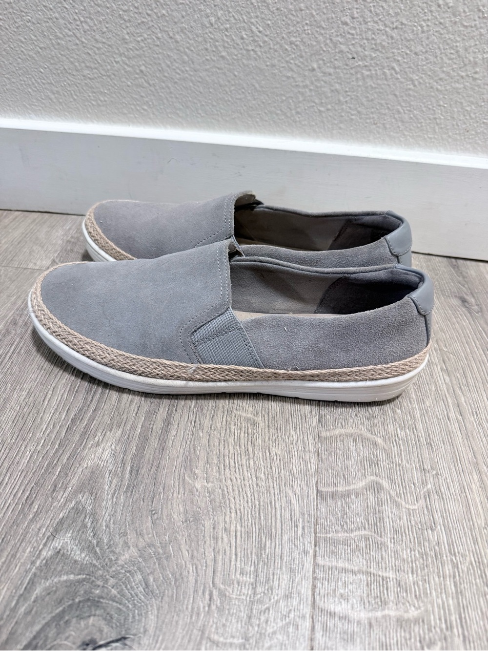 Clarks Gray Slip-On Espadrille-Trim Sneakers